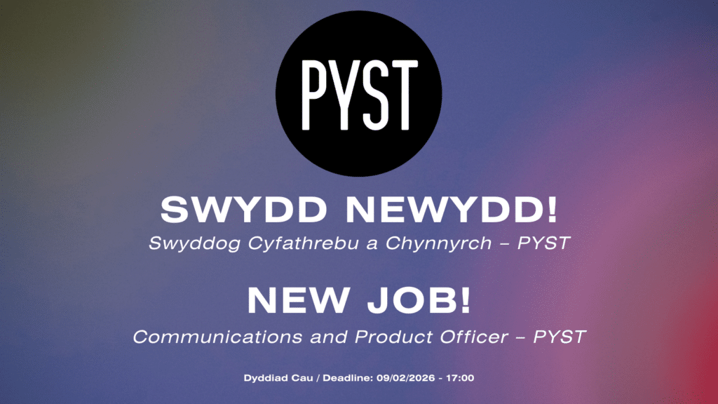 Purple graphic promoting new job at PYST